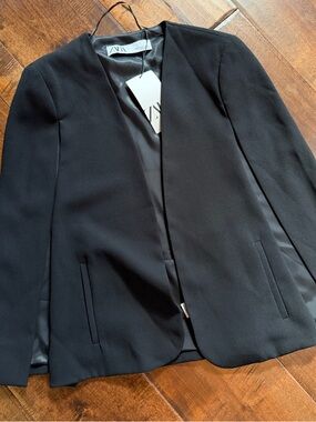 NWT Zara Black Open-Front Women's Blazer Jacket